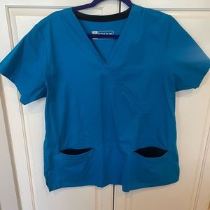 Bio turquoise blue scrub top size large
